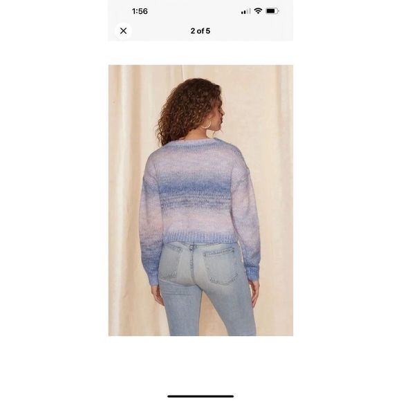 RAGA Anthropologie Womens Sz 2x NWT Cropped Knit Ombre Blue Alicia Cardigan - Picture 7 of 11